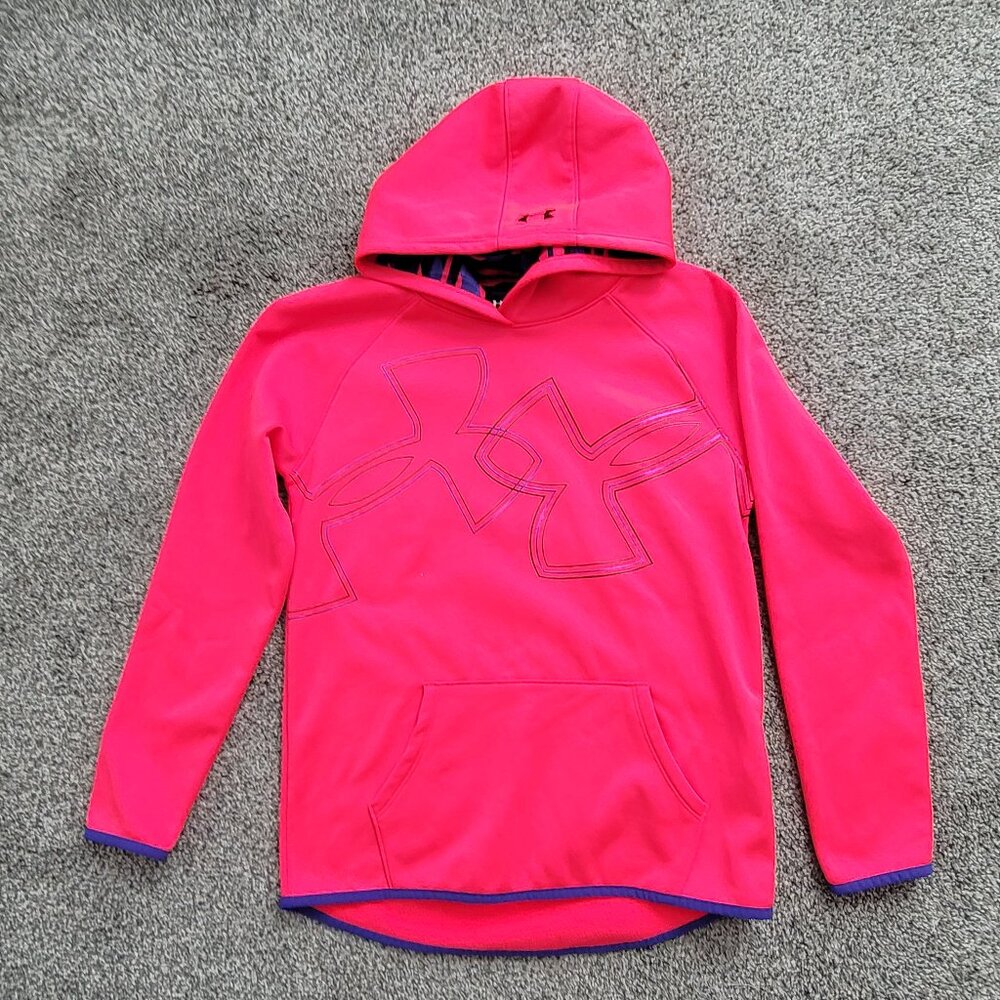 Girls Pink Under Armour Hoodie YXL